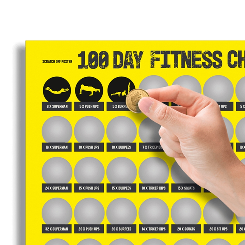 Αφίσα scratch 100 ημέρες fitness challenge  - 42x60 εκ.
