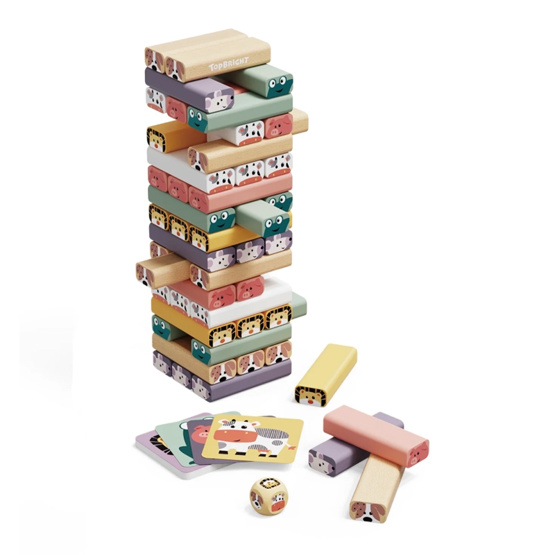 Ξύλινος πύργος ισορροπίας με ζωάκια - Top Bright Ξύλινος πύργος ισορροπίας με ζωάκια - Top Bright