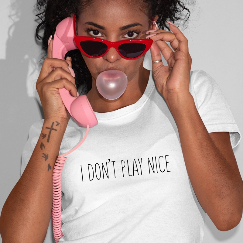 T-shirt I don't play nice - γυναικείο λευκό T-shirt I don't play nice - γυναικείο λευκό