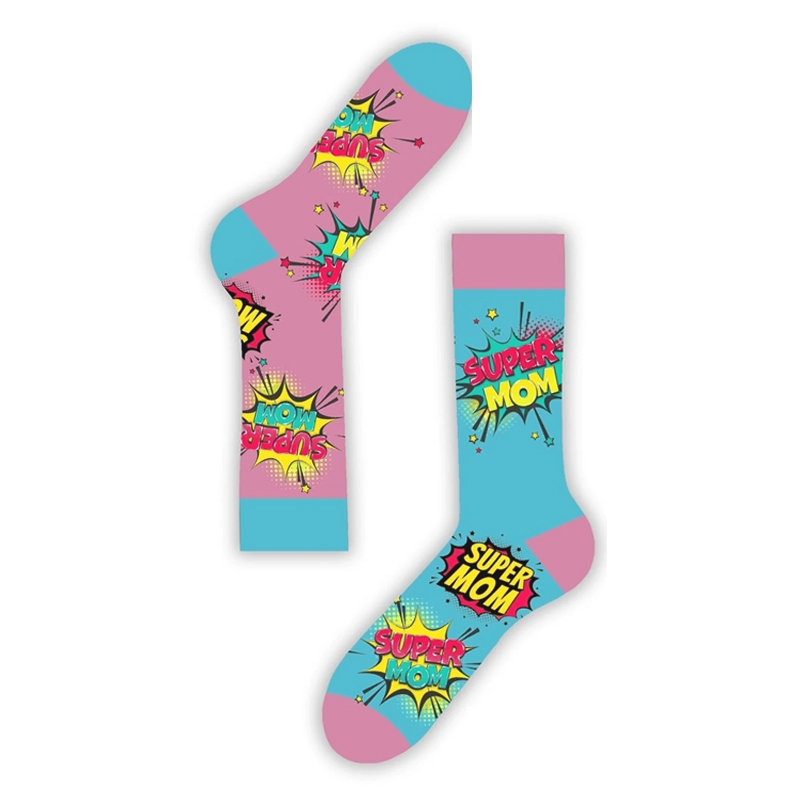 Unisex κάλτσες με διαφορετικό σχέδιο - Super mom Unisex κάλτσες με διαφορετικό σχέδιο - Super mom