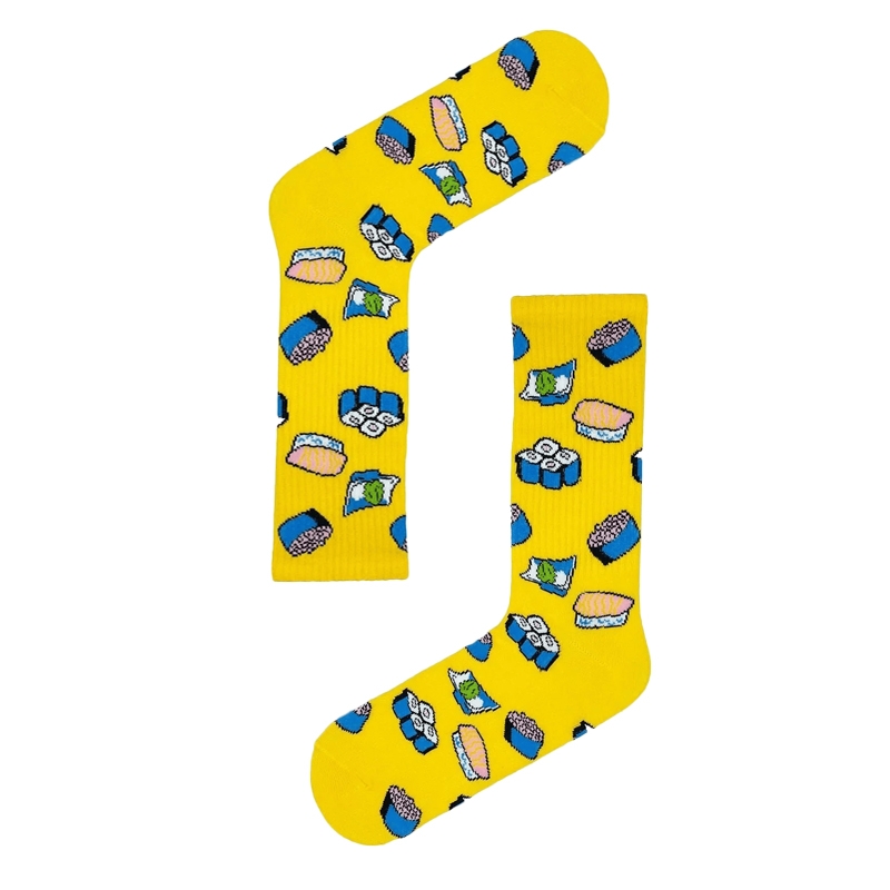 Unisex κάλτσες με σχέδιο - Sushi κίτρινο Unisex κάλτσες με σχέδιο - Sushi κίτρινο