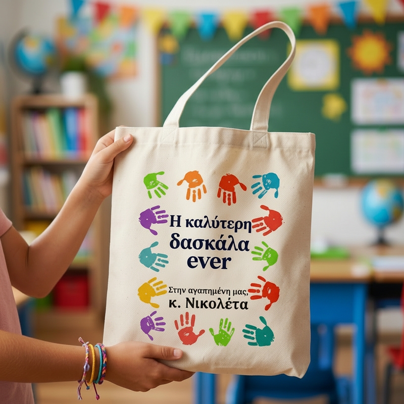 Προσωποποιημένη τσάντα με χερούλι - H καλύτερη δασκάλα ever Προσωποποιημένη τσάντα με χερούλι - H καλύτερη δασκάλα ever