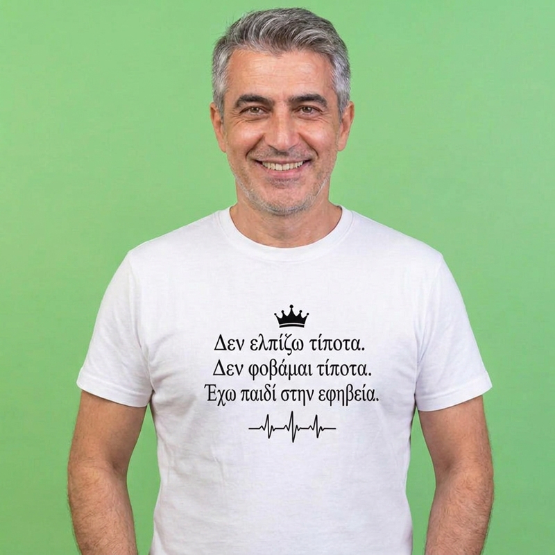 T-shirt Γονιός εφήβου - ανδρικό λευκό T-shirt Γονιός εφήβου - ανδρικό λευκό