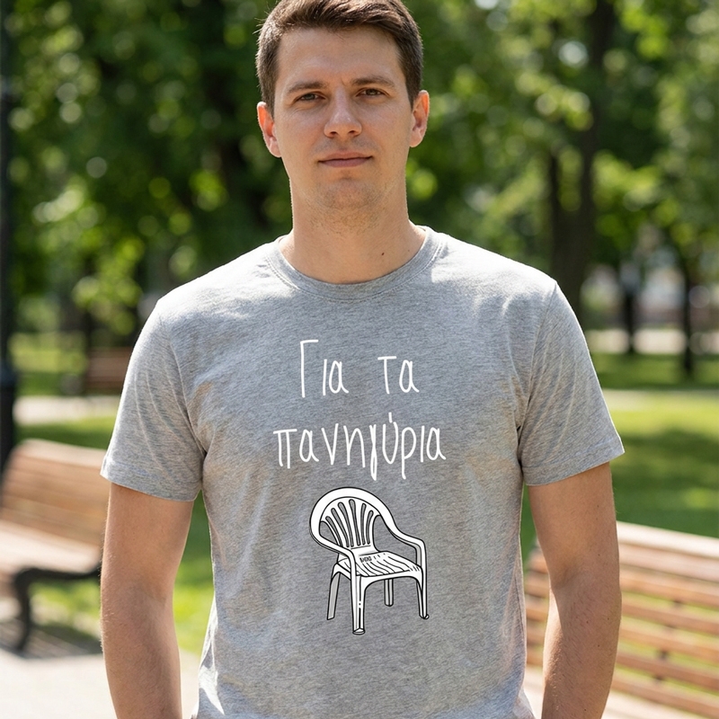 T-shirt Για τα πανηγύρια - ανδρικό γκρι T-shirt Για τα πανηγύρια - ανδρικό γκρι